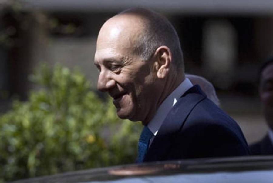Olmert after transferring power to Benjamin Netanyahu on April 1.(Menahem Kahana/AFP/Getty Images)