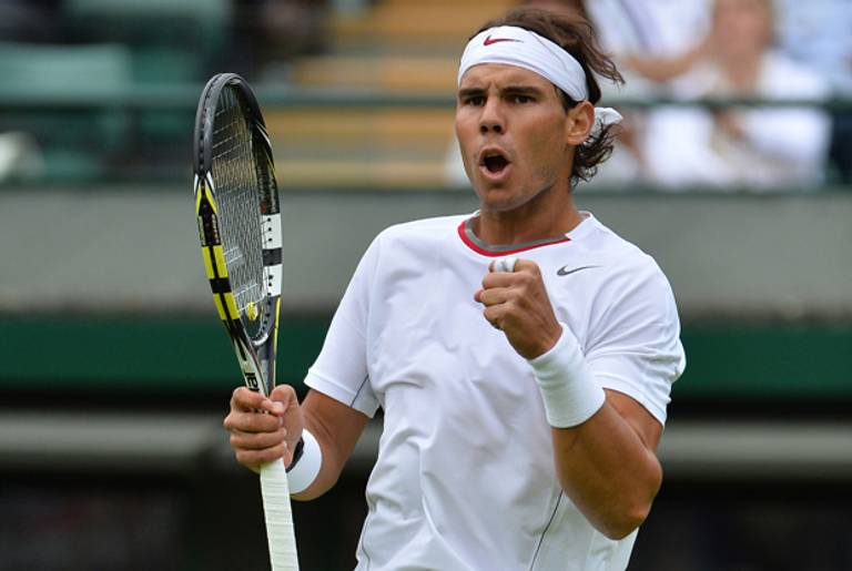 Spain's Rafael Nadal during the men's first round match on day one of the 2013 Wimbledon Championships tennis tournament, on June 24, 2013.(BEN STANSALL/AFP/Getty Images)