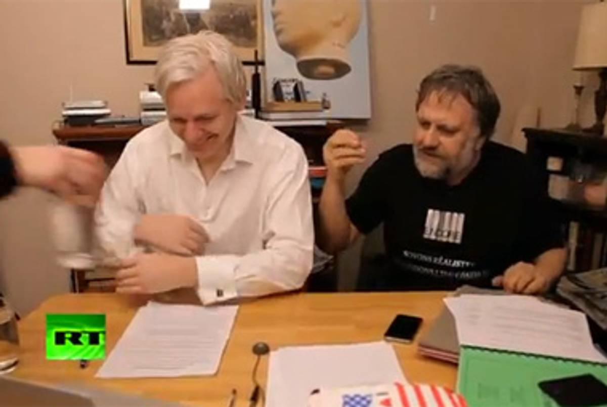 Julian Assange and Slavoj Žižek.(Russia Today)