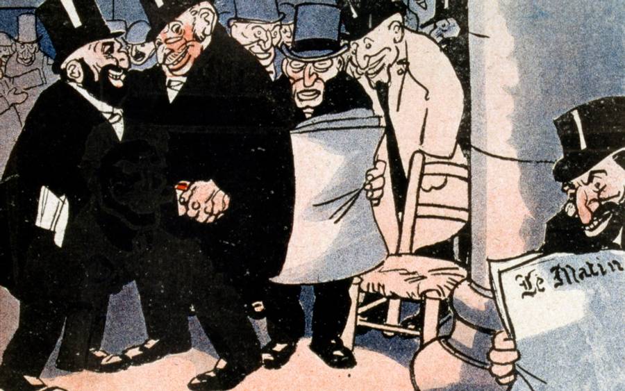 French antisemitic illustration depicting Jewish capitalists, 1905