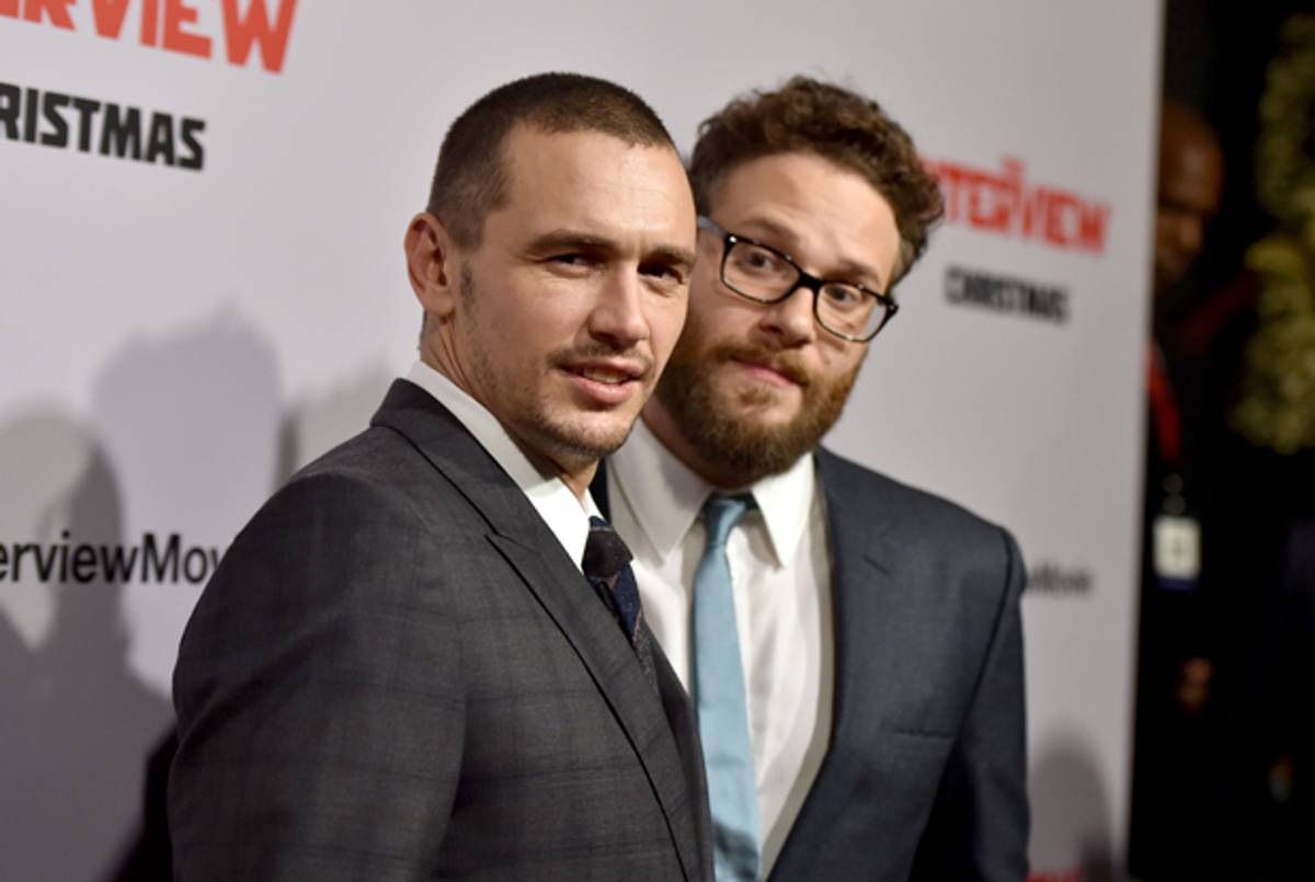 Actors James Franco and Seth Rogen attend the Premiere of Columbia Pictures' 'The Interview' on December 11, 2014 in Los Angeles, California. Sony ultimately cancelled the release of the film. (Kevin Winter/Getty Images)