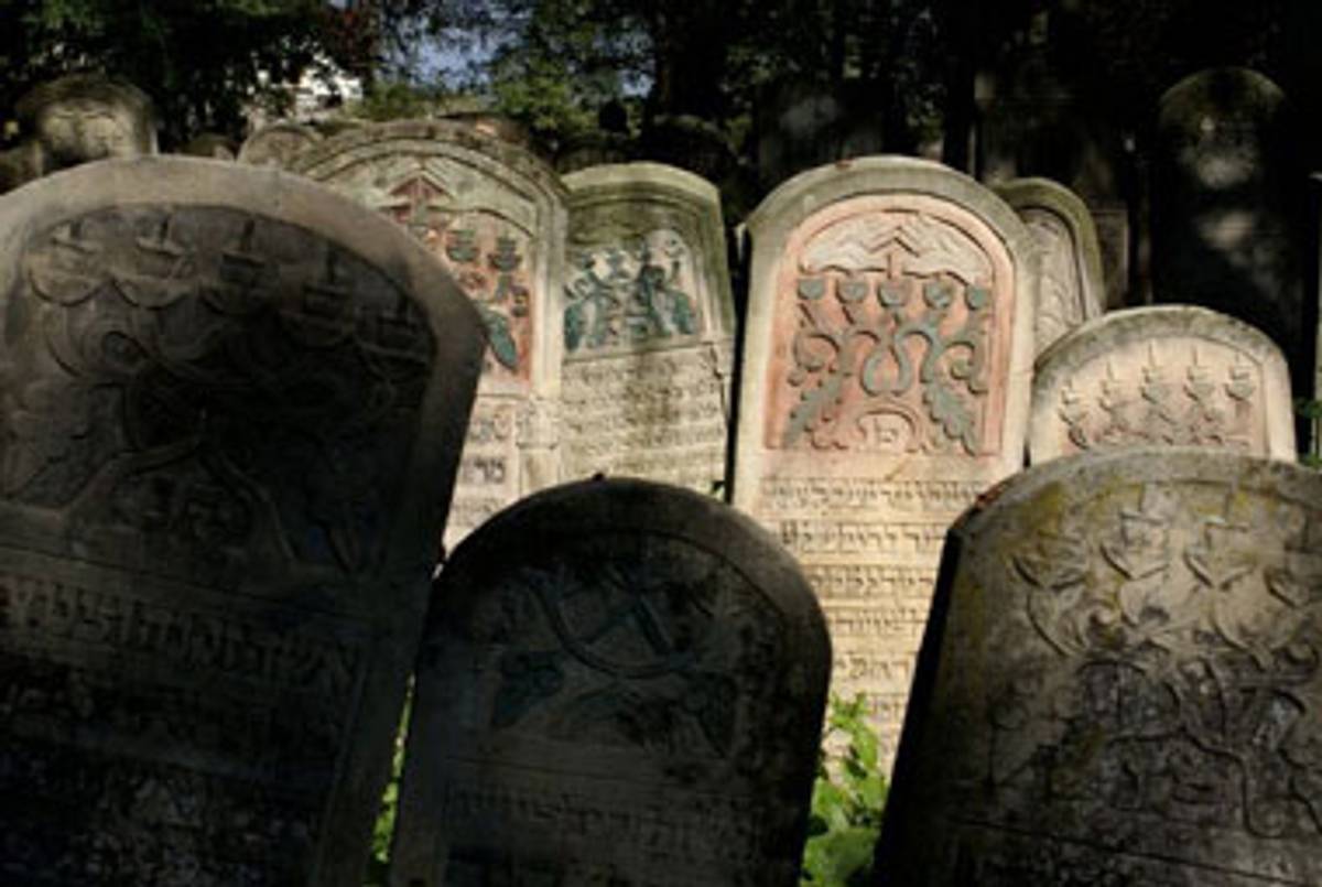 Painted gravestones in the Jewish cemetary in Radauti, Romania.(Ruth Ellen Gruber)