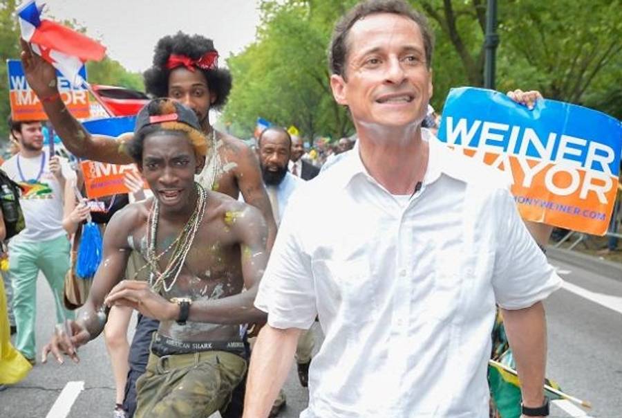 Anthony Weiner at the West Indies Day Parade in Brooklyn on Monday.(NYDN)