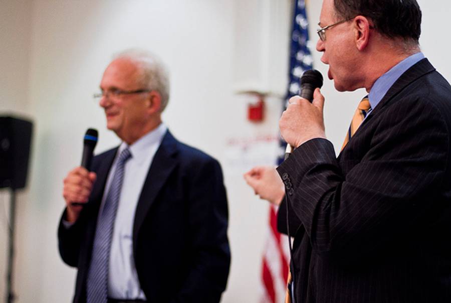 A debate between Brad Sherman (right) and Howard Berman on October 11, 2012.(Charlie Kaijo/Flickr )