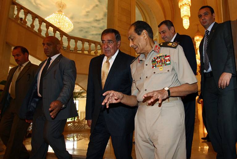 Secretary of Defense Leon Panetta and Field Marshal Tantawi last month in Cairo.(Win McNamee/Getty Images)