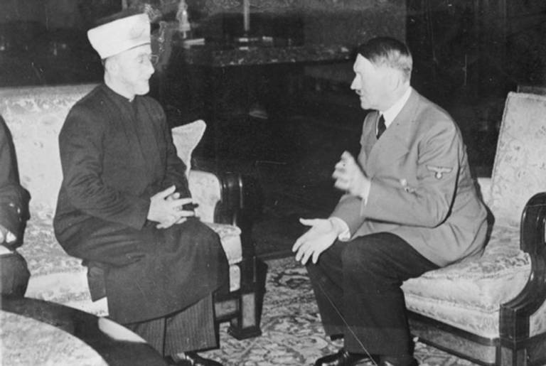 Amin al Husseini and Adolf Hitler in 1941.(Deutsches Bundesarchiv via Wikimedia Commons)