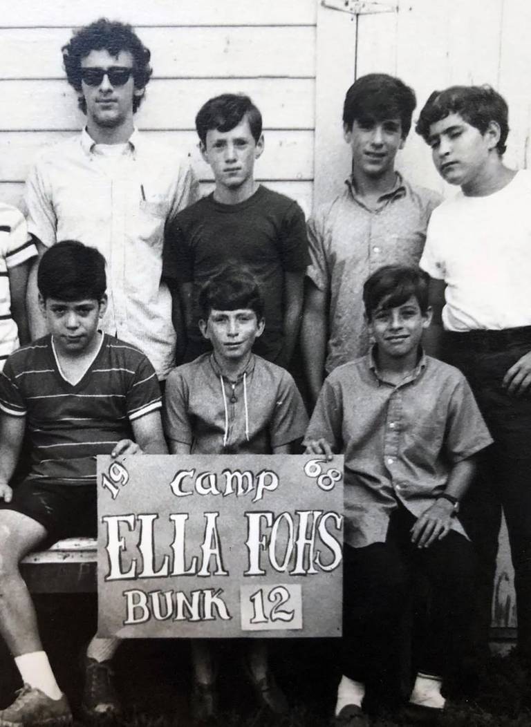 Mills, second from left in top row, at camp, 1968