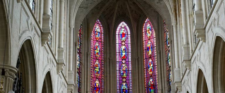 Stained glass windows Church of Saint-Germain-l'Auxerrois, Paris, France 