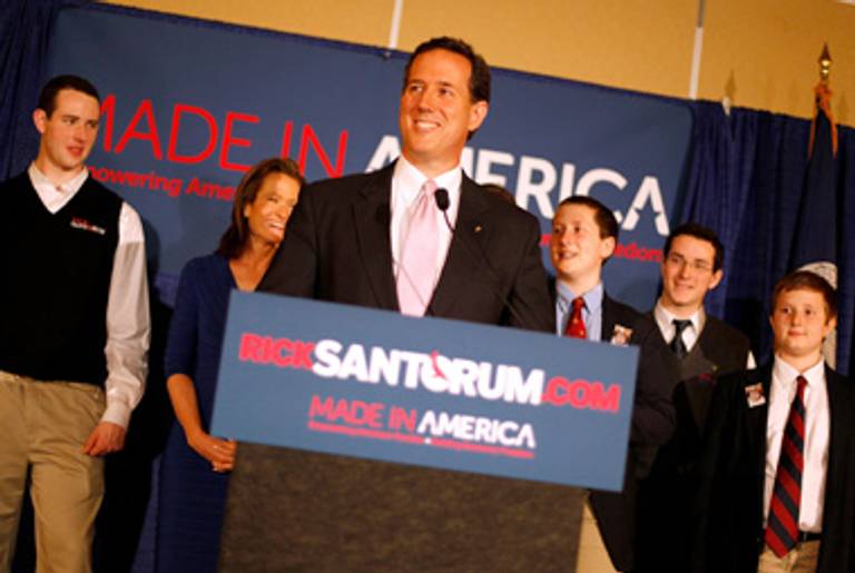 Rick Santorum, victorious, last night.(Sean Gardner/Getty Images)