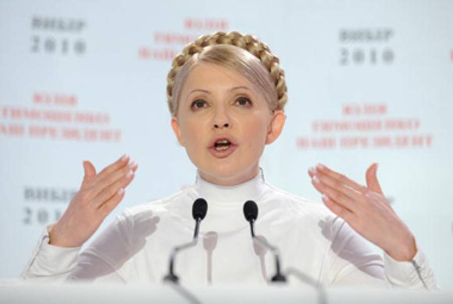Not-Jewish Tymoshenko campaigning for president earlier this week.(Alexander Nemenov/AFP/Getty Images)