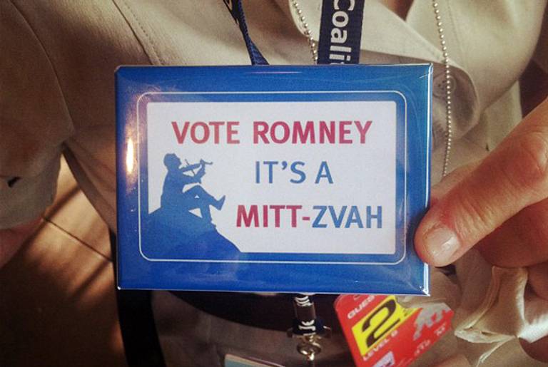 A Republican Jewish Coalition badge at the RNC.(Shirely Hornstein/Instagram via Republican Jewish Coalition/Twitter)