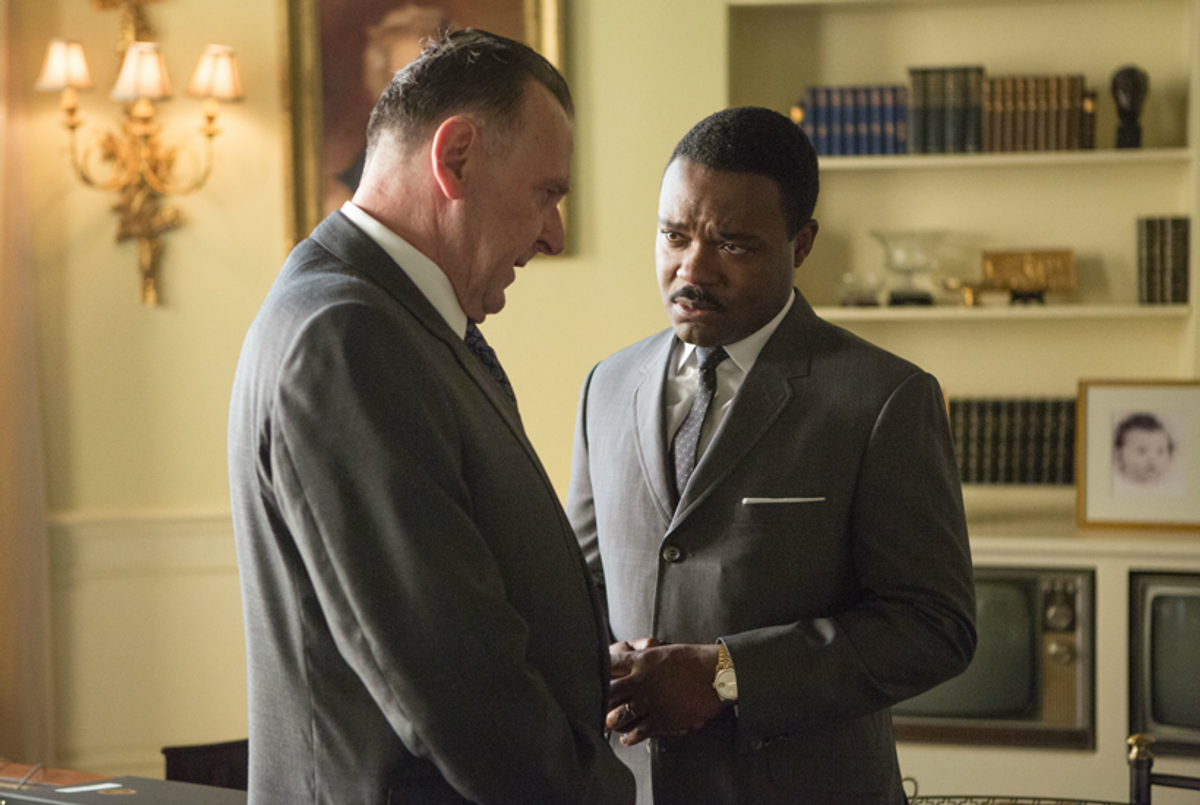 Tom Wilkinson as Lyndon Johnson and David Oyelowo as Martin Luther King, Jr., in a still from Ada DuVernay's 'Selma.'(Atsushi Nishijima/Paramount Pictures)