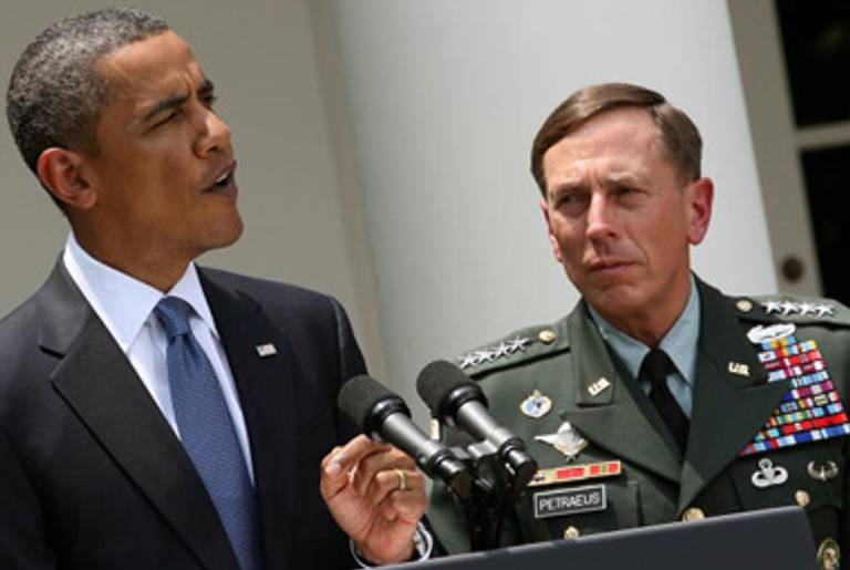 President Obama and General Petraeus yesterday.(Mark Wilson/Getty Images)