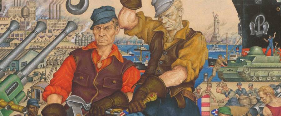 Detail, Arthur Szyk (1894−1951), 'Arsenal of Democracy', also known as Democracy at Work', 1942.