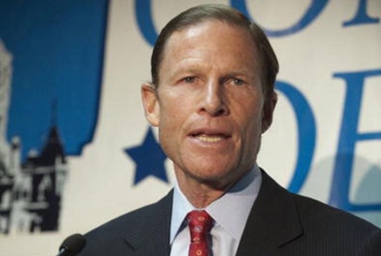 Blumenthal announcing his candidacy last week in Connecticut.(Douglas Healey/Getty Images)
