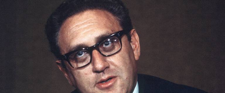 U.S. National Security Adviser Henry Kissinger speaks at a press conference after the signing of the Paris Peace Accords in Paris, France, January 13, 1973. 