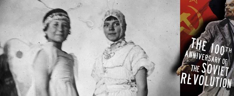 Two girls in costume, Siberia, 1920.