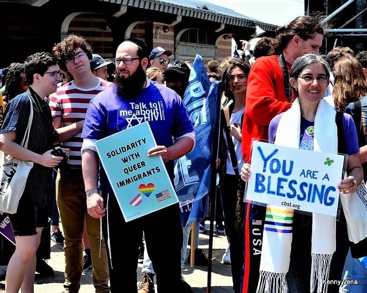 Rabbi Moskowitz attending a Pride Parade in Brighton Beach, Brooklyn