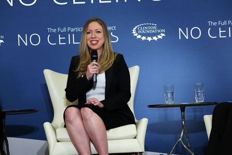 Chelsea Clinton speaks at a Clinton Foundation event on April 17, 2014 in New York City, where she also announced her pregnancy. (Spencer Platt/Getty Images)