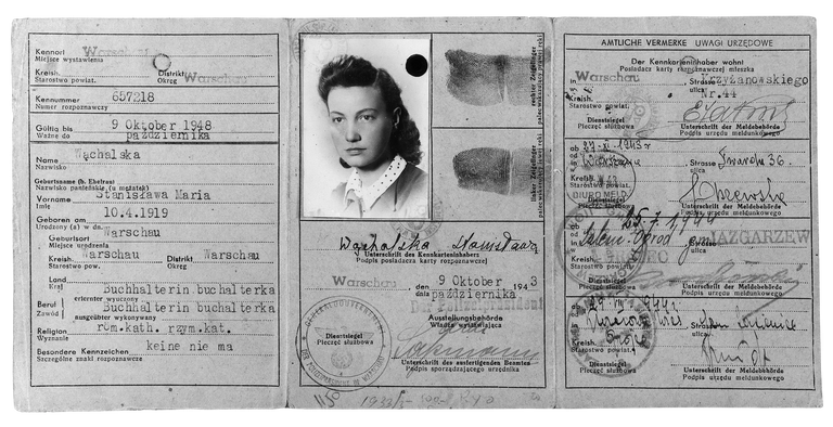 Vladka Meed’s false identification card, issued in the name of Stanislawa Wachalska, 1943