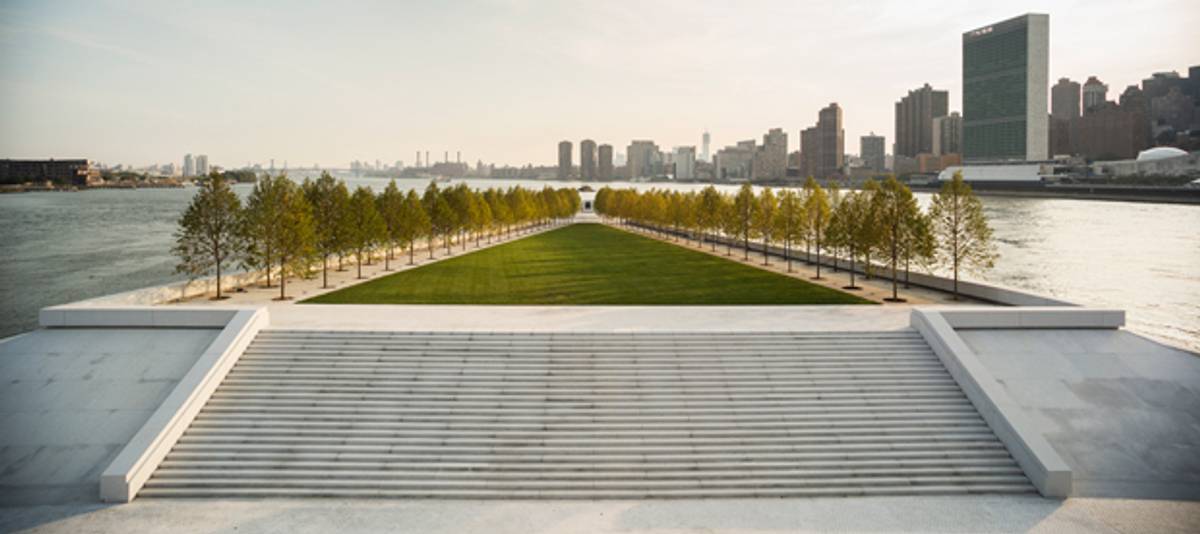 The monumental stairs and lawn at the Franklin D. Roosevelt Four Freedoms Park, 2012. (Paul Warchol/Franklin D. Roosevelt Four Freedoms Park)