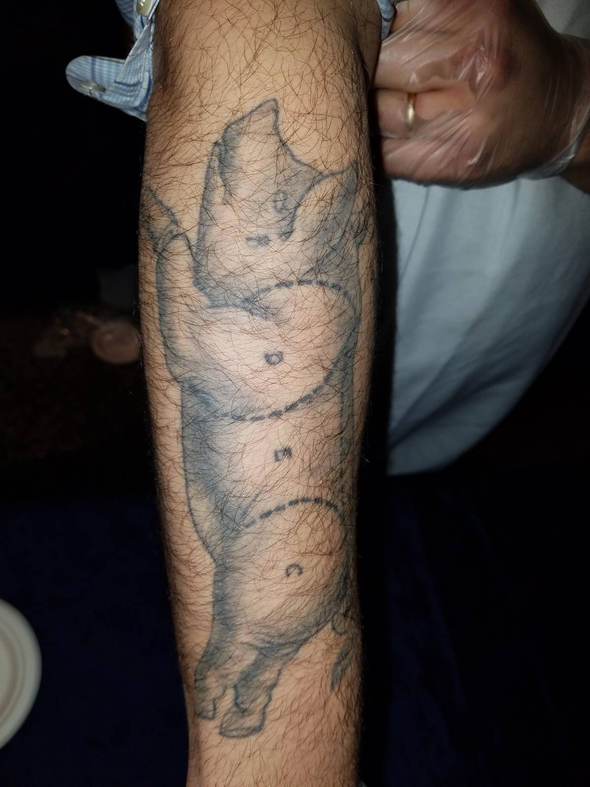 Peter Shelsky’s arm tattoo. (Image: author)