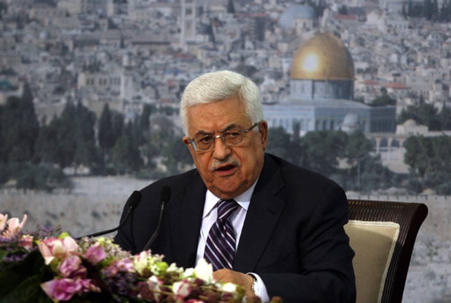 President Abbas announces his plans today in Ramallah.(Abbas Momani/AFP/Getty Images)