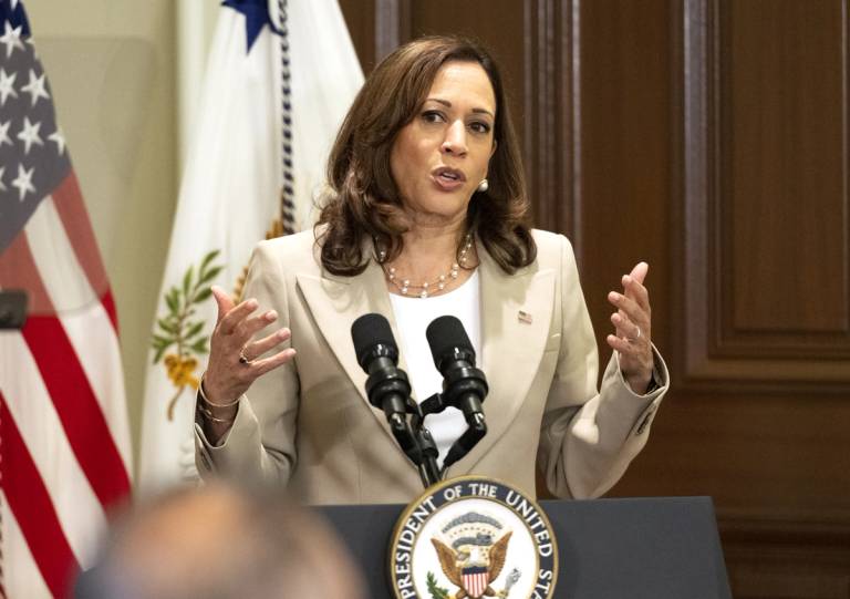 U.S. Vice President Kamala Harris speaks at the launch of the White House Task Force to Address Online Harassment and Abuse in Washington, D.C., on June 16, 2022