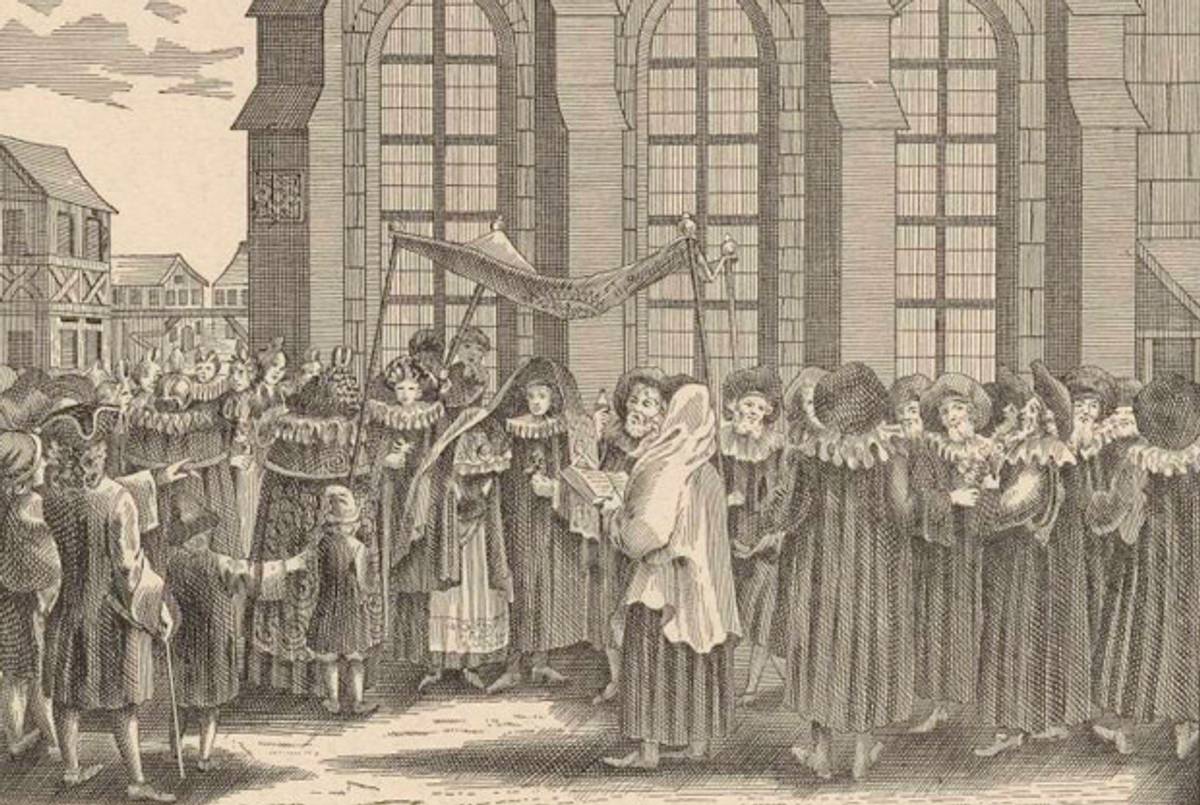 Jewish marriage ceremony in Nuremberg, Germany, c. 1726.(New York Public Library)