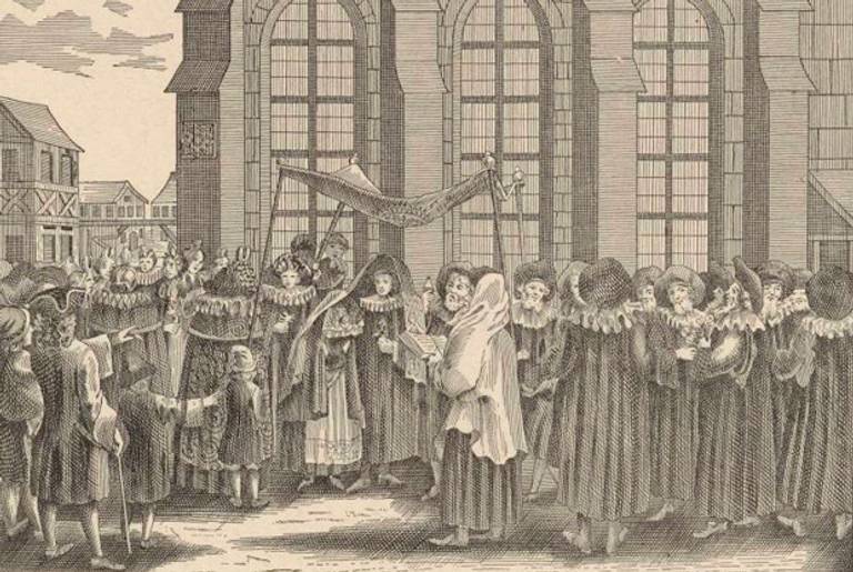Jewish marriage ceremony in Nuremberg, Germany, c. 1726.(New York Public Library)