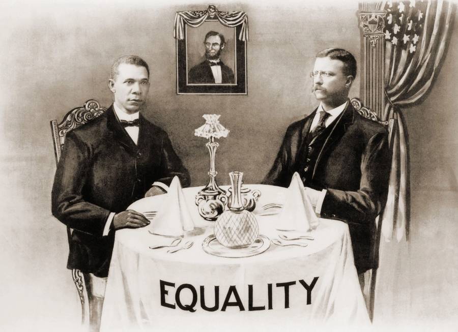 Booker T. Washington dines with President Roosevelt, Oct. 17, 1901
