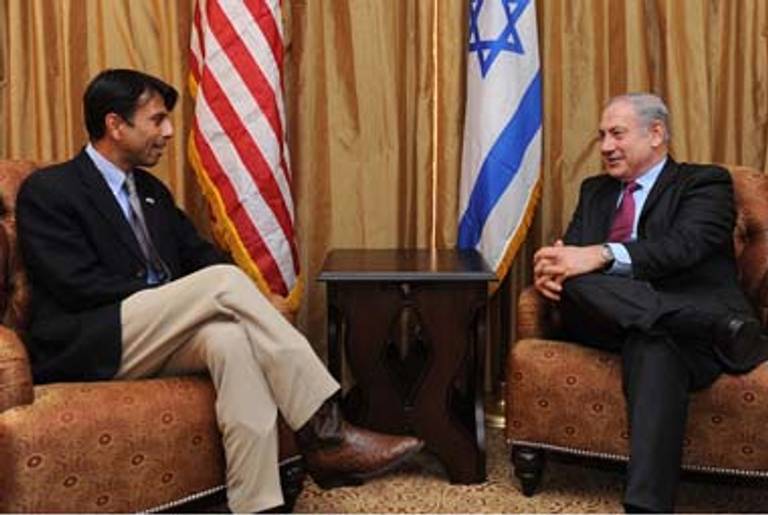 Lousiana Gov. Bobby Jindal and Prime Minister Netanyahu Sunday.(Flickr/PM Netanyahu)