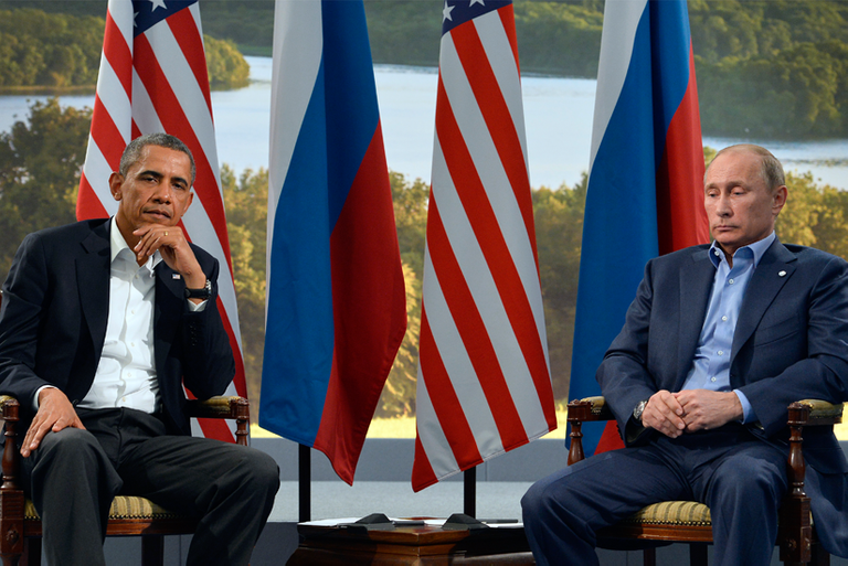 President Barack Obama and Russian President Vladimir Putin meet during the G8 summit in Northern Ireland on June 17, 2013.(JEWEL SAMAD/AFP/Getty Images)