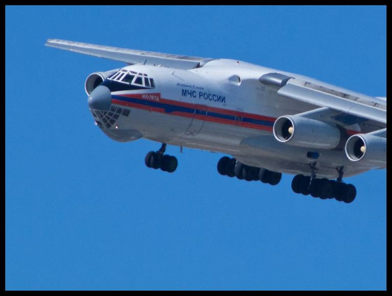 Photo of an Ilyushin IL-76, a Russian plane used to put out fires in Israel.(By Flavio/Flickr.)