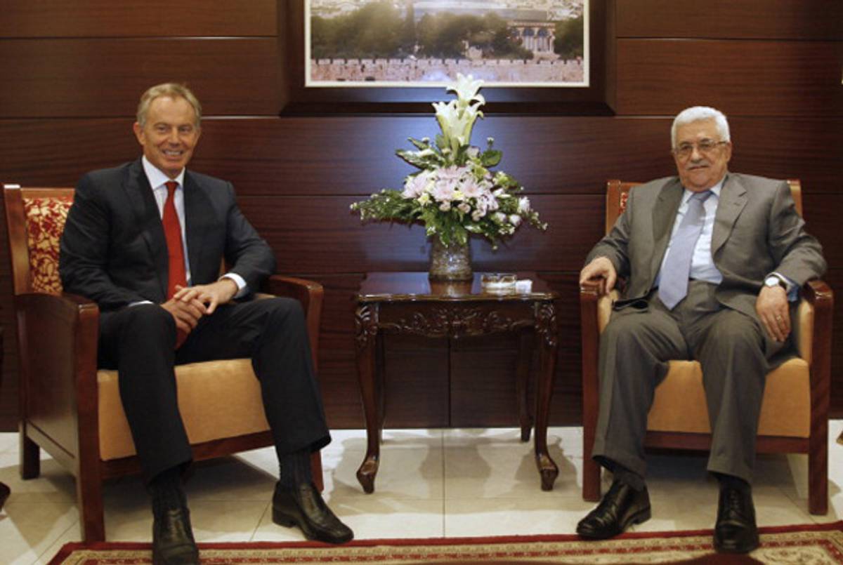 Tony Blair and President Abbas last week.(Abbas Momani/AFP/Getty Images)