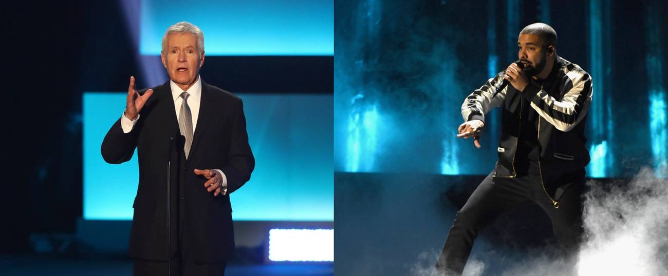 Trebek: Bruce Bennett/Getty Images; Drake: Kevin Winter/Getty Images.