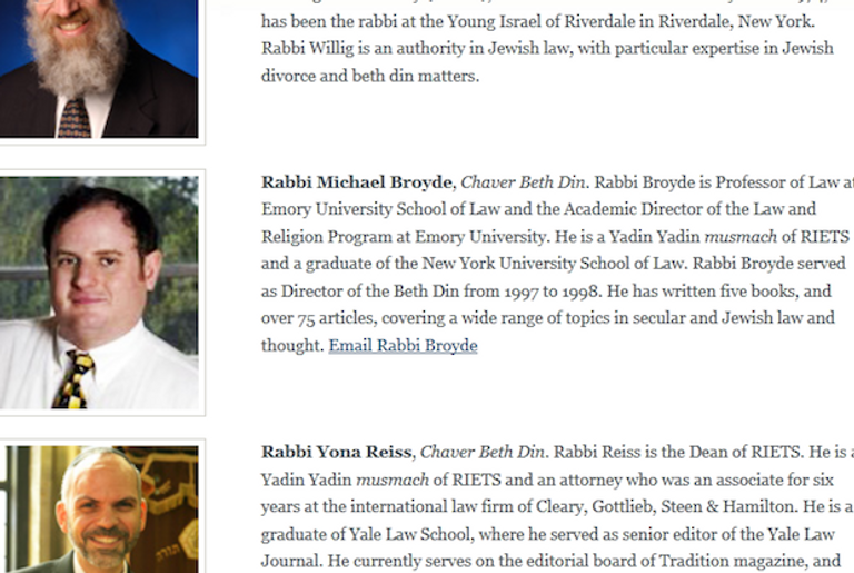 Michael Broyde's purged bio from the Beth Din of America web site (Beth Din of America)