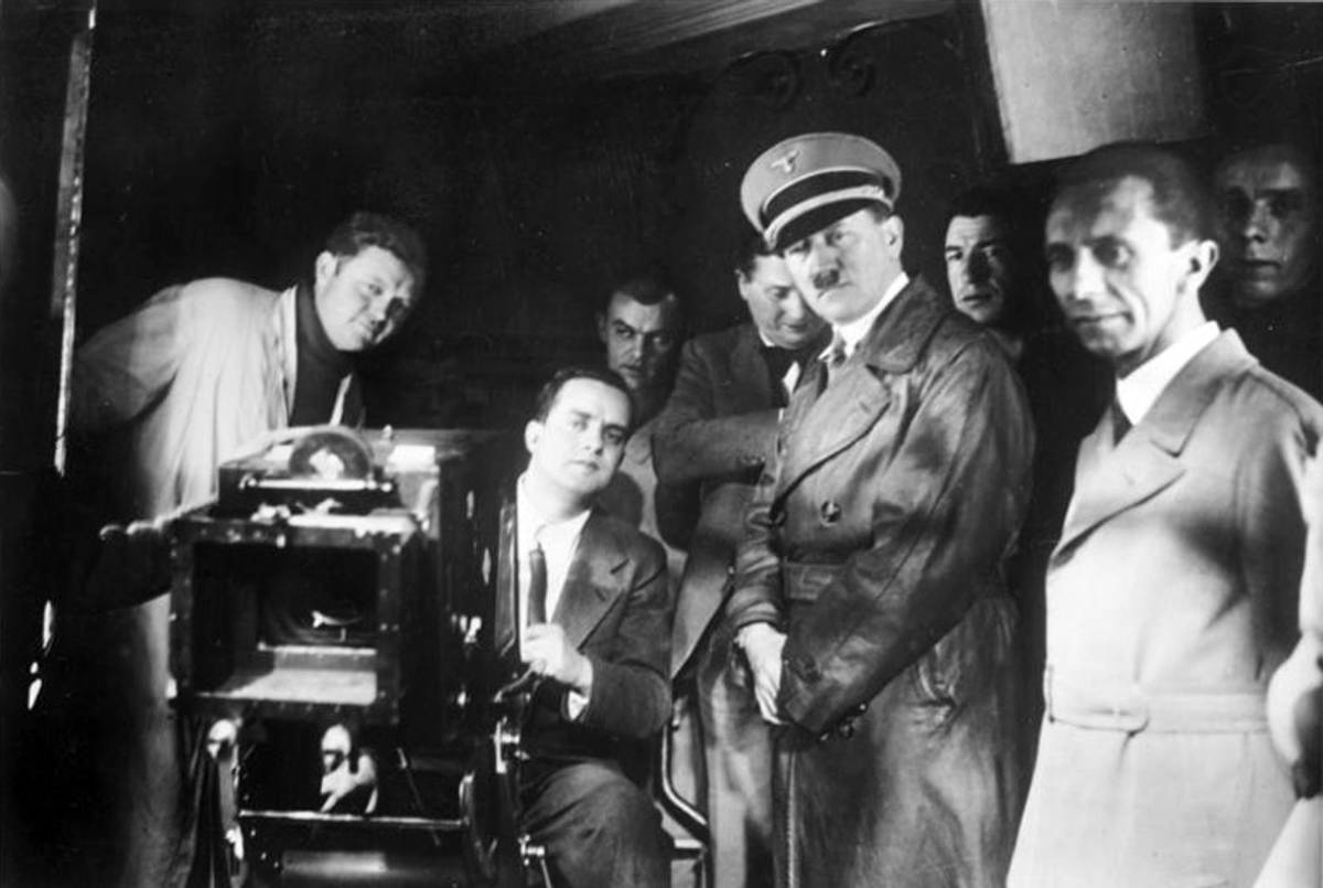 Hitler and Goebbels at the UFA studios in Berlin in 1935.(Deutsches Bundesarchiv)