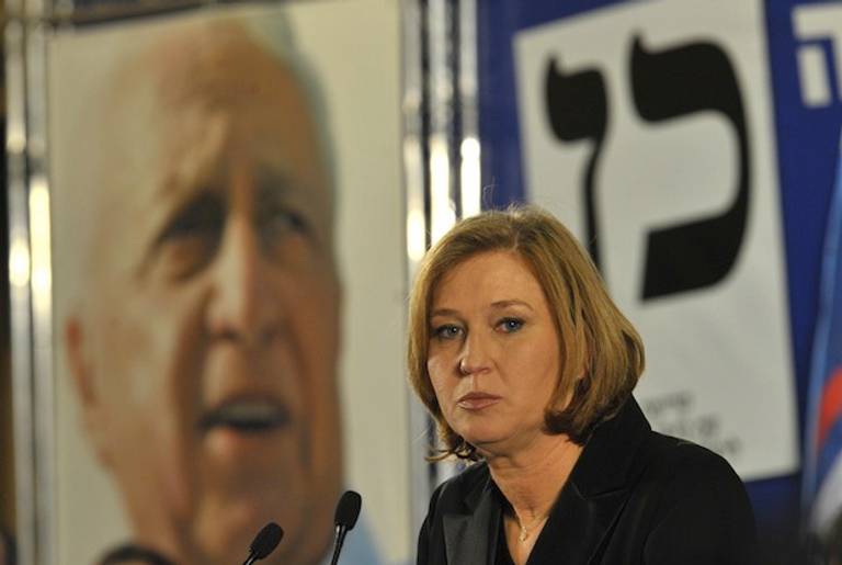 Tzipi Livni speaks at an election campaign rally in the southern city of Sderot on January 26, 2009.(Getty)