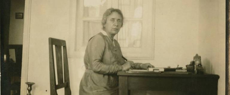 Henrietta Szold at home in Jerusalem, circa 1922. 