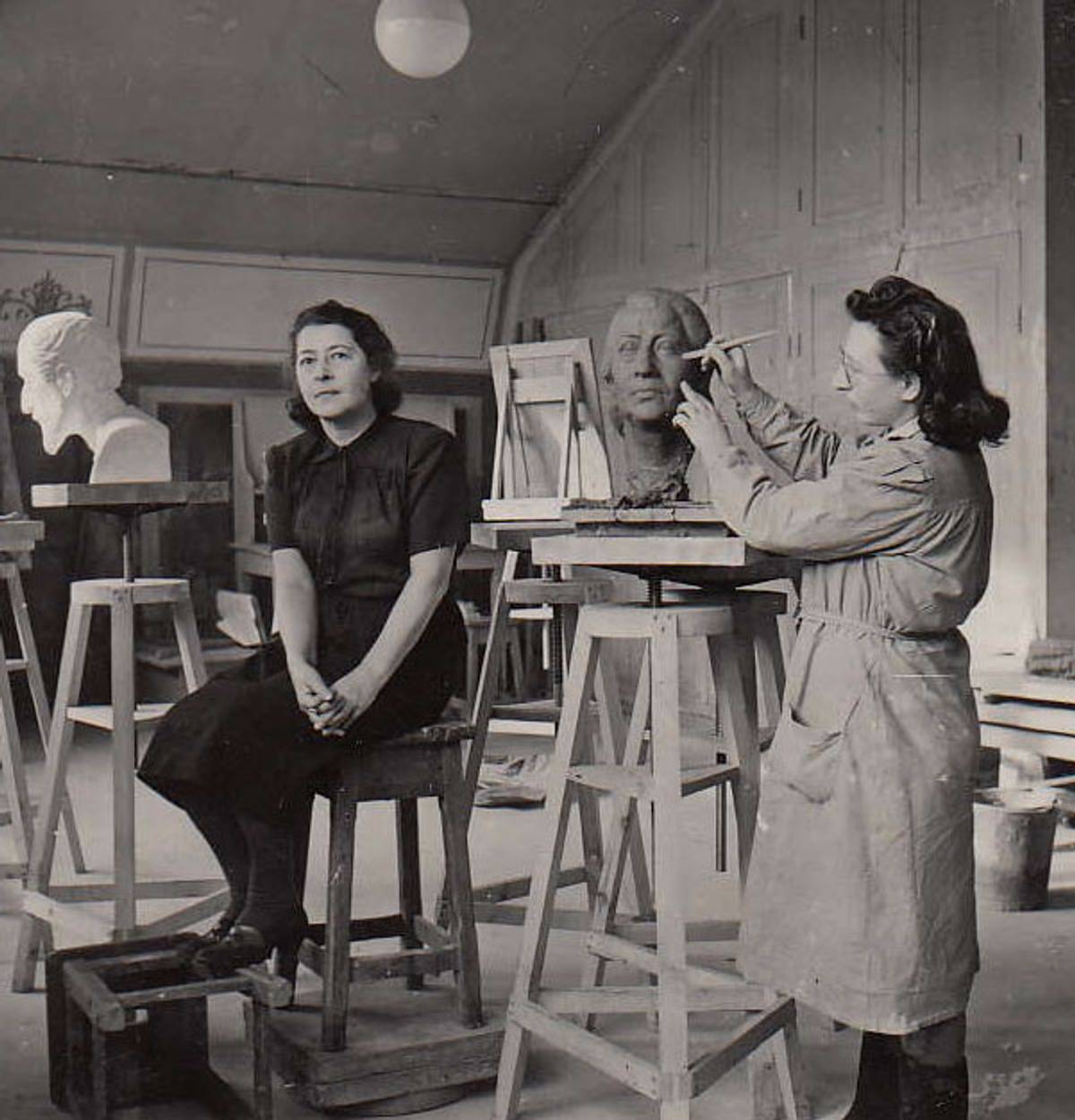 Zenia sculpting in her Stockholm studio.