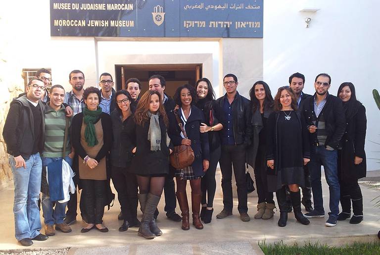 The Mimouna Club during Second Annual General Assembly meeting in front of the Jewish Museum of Casablanca.(Courtesy of Mimouna Club)