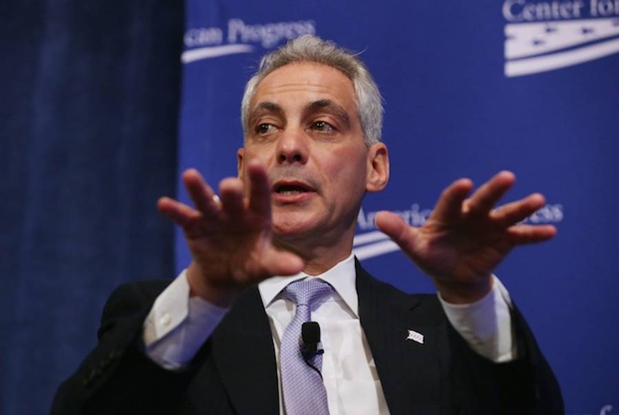 Chicago Mayor Rahm Emanuel addresses a conference commemorating the 10th anniversary of the Center for American Progress in the Astor Ballroom of the St. Regis Hotel(Chip Somodevilla/Getty)