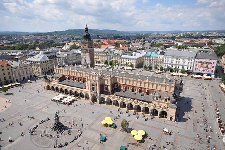 Aerial view of Krakow's Rynek Główny, or Main Square. (Wikipedia)