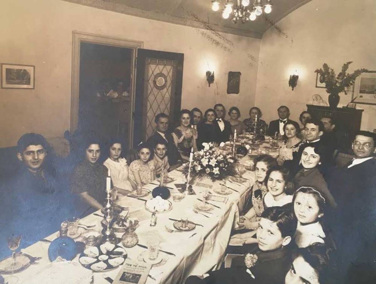 Lamport family Passover Seder, Manhattan, 1933; the author, Natalie Zemon Davis, sits third from the left, in the white dress