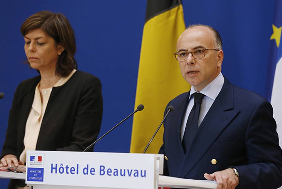 French Interior Minister Bernard Cazeneuve (R) speaks alongside Belgian Interior Minister Joelle Milquet (L) during a joint press conference in Paris, on June 1, 2014, dedicated to the recent shooting at a Jewish museum in Brussels. (THOMAS SAMSON/AFP/Getty Images))