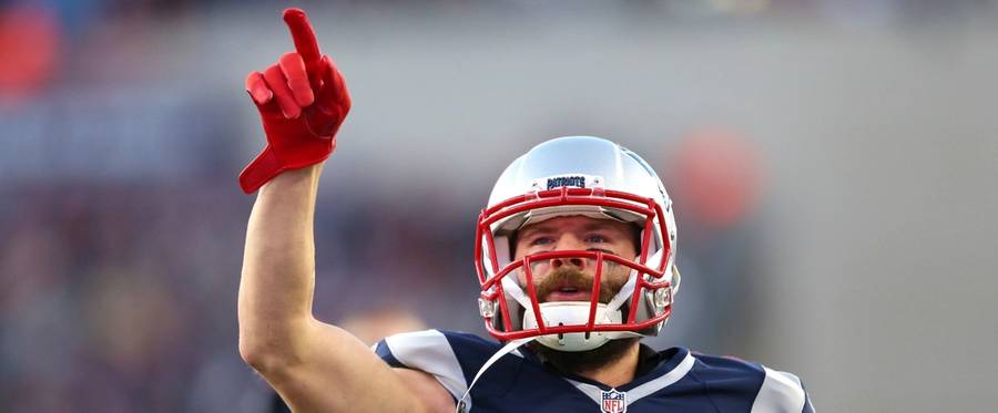 Julian Edelman #11 of the New England Patriots takes the field against the Kansas City Chiefs during the AFC Divisional Playoff Game at Gillette Stadium  in Foxboro, Massachusetts, January 16, 2016. 