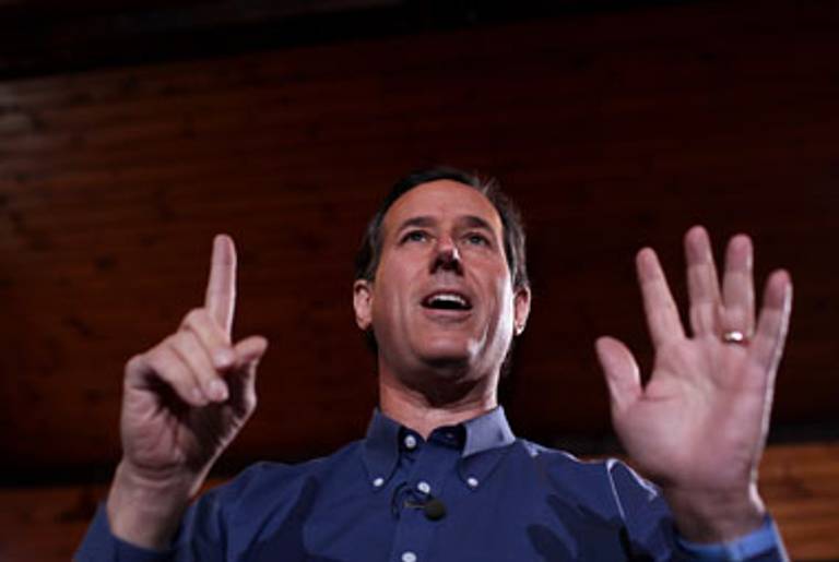 Rick Santorum campaigning in New Hampshire today.(Justin Sullivan/Getty Image)