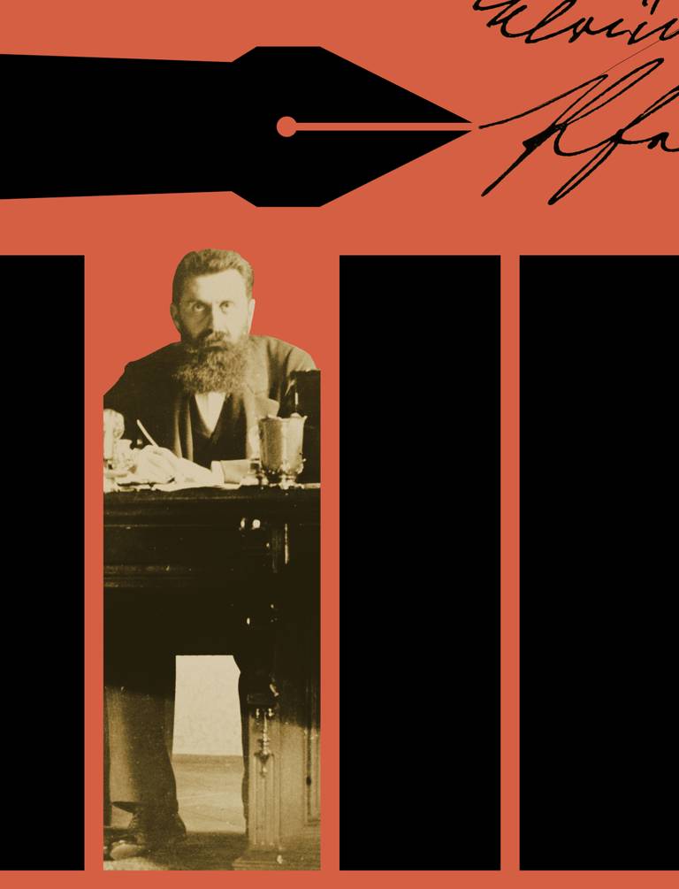 Theodor Herzl at his desk in Vienna, circa 1900
