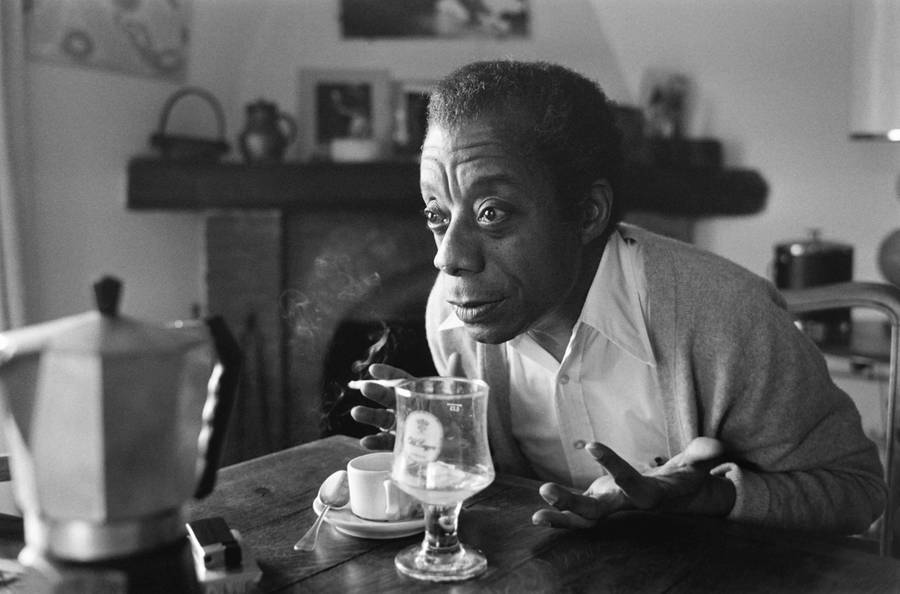 American novelist, writer, playwright, poet, essayist, and civil rights activist James Baldwin poses at his home in Saint-Paul-de-Vence, southern France, on Nov. 6, 1979